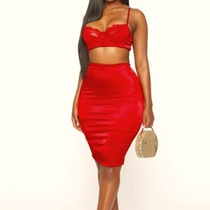 For the first time satin skirt set